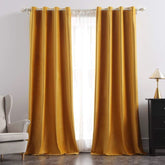MIULEE Yellow Blackout Velvet Curtains Solid Soft Grommet Thermal Room Darkening Curtains Drapes 2 Panels - Miulee